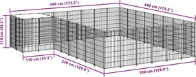vidaXL Σπιτάκι Σκύλου Ασημί 15,73 μ² Ατσάλινο