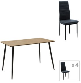 Intrahome Τραπεζαρία Cuba-Parker Intrahome σετ 5τεμ mdf σε sonoma-μαύρη απόχρωση 120x70x76cm | SKU: INTRAPA-311112264