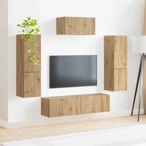 vidaXL Σετ επίπλου τηλεόρασης 4 τμχ. Artisan Oak Επεξεργασμένο Ξύλο