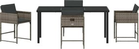 vidaXL Σέτ φαγητού για κήπο 5 pcs Γκρι συνθετικό ρατάν