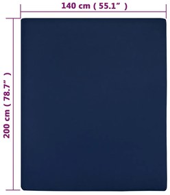 VidaXL Σεντόνι Με Λάστιχο Μπλε 140 x 200 εκ. Βαμβακερό Ζέρσεϊ