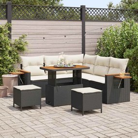 vidaXL Σετ Καναπέ Κήπου με μαξιλάρι 8 pcs Μαύρο Πολυ ράταν