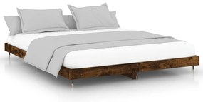 vidaXL Σκελετός Κρεβ. Χωρίς Στρώμα Καπνιστή Δρυς 200x200εκ. Επεξ. Ξύλο