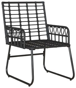 vidaXL Σέτ φαγητού για κήπο 3 pcs Μαύρο και Ανθρακί συνθετικό ρατάν