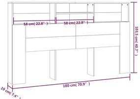 vidaXL Κεφαλάρι Με Αποθηκευτικό Χώρο Καπνιστή Δρυς 180x19x103,5 εκ.