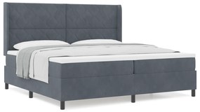 vidaXL Κρεβάτι Box Spring με Στρώμα  Γκρι Σκούρο 200x200 εκ. Βελούδινο