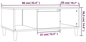 Τραπεζάκι Σαλονιού Καπνιστή Δρυς 90x50x36,5 εκ. Επεξεργ. Ξύλο - Καφέ