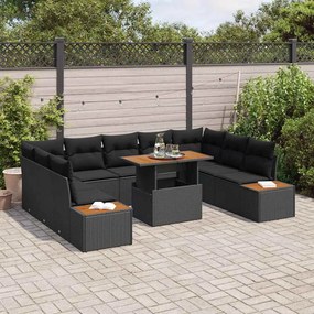 vidaXL Σέτ φαγητού για κήπο 10 pcs Μαύρο, Καφέ 100 x 55 x 73 εκ