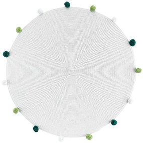 Χαλί Παιδικό Στρογγυλό 027.1609494 White-Green 90X90cm Round