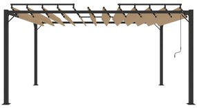 vidaXL Κιόσκι με Ανοιγόμενη Οροφή Taupe 3 x 4 μ. Ύφασμα και Αλουμίνιο
