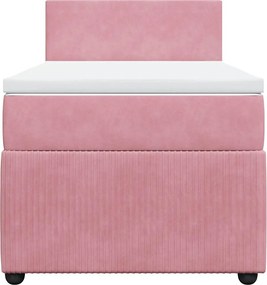 vidaXL Κρεβάτι Boxspring με Στρώμα Ροζ 80 x 200 εκ. Βελούδινο