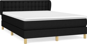 vidaXL Κρεβάτι Boxspring με Στρώμα Μαύρο 140x200 εκ. Υφασμάτινο