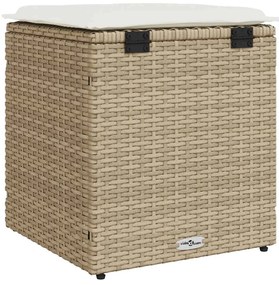 σκαμπό κήπου με μαξιλάρια 2 τεμάχια Μπεζ 40x40x43 cm - Μπεζ