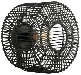 Φωτιστικό Τοίχου - Απλίκα 20240 1xE27 Max 25W Rattan Black Rattan, Μέταλλο