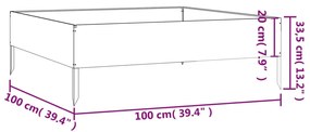 Ζαρντινιέρα 100 x 100 x 33,5 εκ. από Ατσάλι Σκληρυθέν στον Αέρα - Καφέ