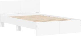 vidaXL Πλαίσιο Κρεβατιού με Κεφαλάρι/LED Λευκό 120x190 εκ.