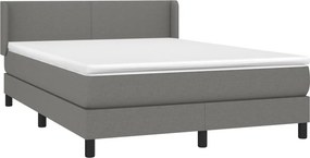 vidaXL Κρεβάτι Boxspring με Στρώμα Σκούρο Γκρι 140x190 εκ. Υφασμάτινο