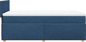 vidaXL Κρεβάτι Boxspring με Στρώμα Μπλε 90x190 εκ.Υφασμάτινο
