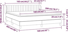 vidaXL Κρεβάτι Boxspring με Στρώμα Μπλε 160x200 εκ. Υφασμάτινο