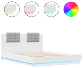 vidaXL Πλαίσιο Κρεβατιού με Κεφαλάρι/LED Λευκό 150 x 200 εκ