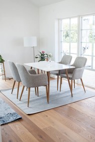 Τραπέζι Dallas 4306, Ανοιχτό χρώμα ξύλου, Γυαλιστερό λευκό, 75x80x120cm, 23 kg, Ινοσανίδες μέσης πυκνότητας, Μέταλλο | Epipla1.gr