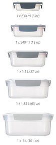 Σετ 5 Τάπερ Joseph Nest 81105 με καπάκια, 5 μεγέθη, BPA Free, Μπλε