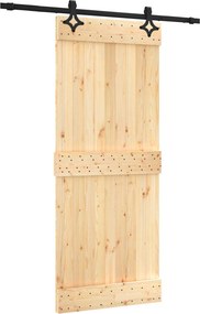 vidaXL Συρόμενη Πόρτα Φυσικό και Μαύρο 85 x 210 cm