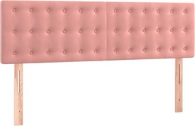 vidaXL Κρεβάτι Boxspring με Στρώμα Ροζ 140x190 εκ. Βελούδινο