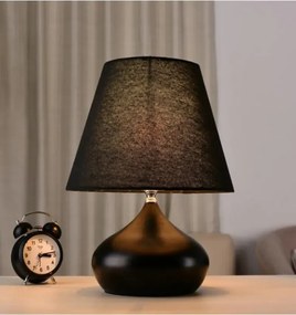 Μεταλλική επιτραπέζια λάμπα με πράσινο καπέλο και μοβ υφασμάτινο αμπαζούρ - Μωβ