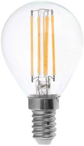 V-TAC Λάμπα LED Filament Γλομπάκι E14 P45 4W 400lm 300° IP20 Διάφανο Γυαλί Ζεστό Λευκό 214300