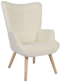 Πολυθρόνα ArteLibre MARION Λευκό Ύφασμα Μπουκλέ/Ξύλο 73x69x96cm