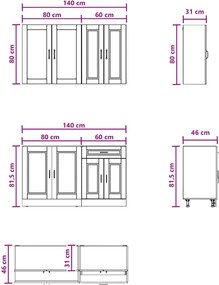vidaXL Μονάδα κουζίνας PORTO 4 pcs Γκρι Σκυροδέματος