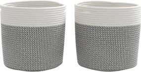 vidaXL Καλάθια Αποθήκευσης 2 τεμ. Γκρι/Λευκό Ø28 x 28 εκ. Βαμβακερά