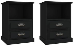 vidaXL Κομοδίνα 2 τεμ. Μαύρα 43 x 36 x 60 εκ.