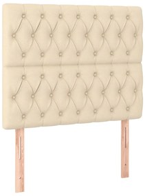 vidaXL Κρεβάτι Boxspring με Στρώμα &amp; LED Κρεμ 90x190 εκ. Υφασμάτινο