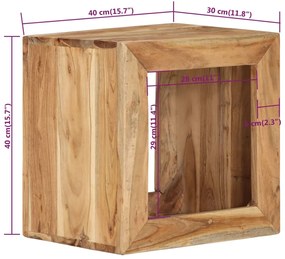 Σκαμπό 40 x 30 x 40 εκ. από Μασίφ Ξύλο Ακακίας - Καφέ