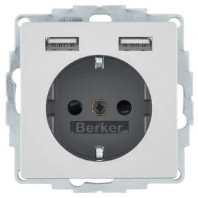 Πρίζα Σούκο με 2xUSB Αλουμίνιο Berker 48036084 Hager 48036084 Αλουμίνιο