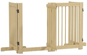 PawHut Ανεξάρτητο Πάνελ Σκύλου, 4 πάνελ, ευέλικτο, ξύλο πεύκου, 204L x 36W x 75H cm, Φυσικό ξύλο