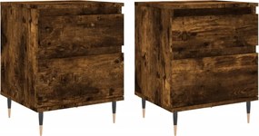 vidaXL Κομοδίνα 2 τεμ. Καπνιστή Δρυς 40 x 35 x 50 εκ. Επεξεργ. Ξύλο