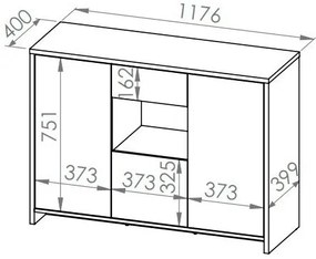Σιφονιέρα Madison 137, Άσπρο, Με συρτάρια και ντουλάπια, Αριθμός συρταριών: 1, 86x118x40cm, 50 kg | Epipla1.gr