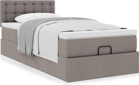 vidaXL Οθωμανικό κρεβάτι με στρώμα Taupe 90x190cm ύφασμα