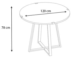 Τραπέζι Rubes Megapap μεταλλικό - μελαμίνης χρώμα ανθρακί 120x120x78εκ. - Μέταλλο - GP028-0092,2