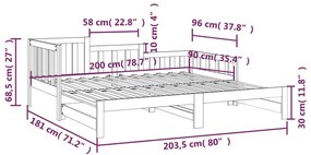 Καναπές Κρεβάτι Συρόμενος Λευκός 2x(90x200) εκ. Μασίφ Πεύκο - Λευκό