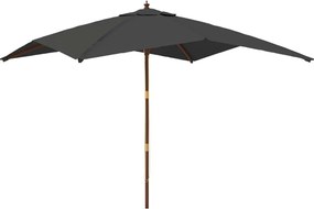 vidaXL Ομπρέλα Κήπου με Ξύλινο Ιστό Ανθρακί 300 x 300 x 273 εκ.