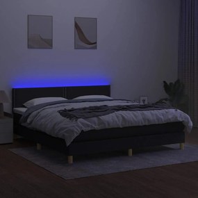 vidaXL Κρεβάτι Boxspring με Στρώμα &amp; LED Μαύρο 180x200 εκ. Υφασμάτινο