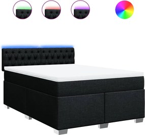 vidaXL Κρεβάτι Boxspring με Στρώμα Μαύρο 140x190 εκ. Υφασμάτινο