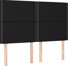 vidaXL Κρεβάτι Boxspring με Στρώμα Μαύρο 140x200 εκ. Υφασμάτινο