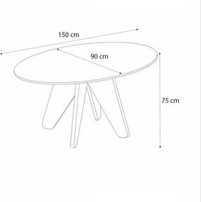 Τραπέζι Rebel Megapap χρώμα rota oak - sandstone 150x90x75εκ.