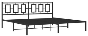 Πλαίσιο Κρεβατιού με Κεφαλάρι Μαύρο 200 x 200 εκ. Μεταλλικό - Μαύρο