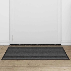 vidaXL Χαλάκι Εξώπορτας Ριγέ Μαύρο και Γκρι 60 x 90 cm